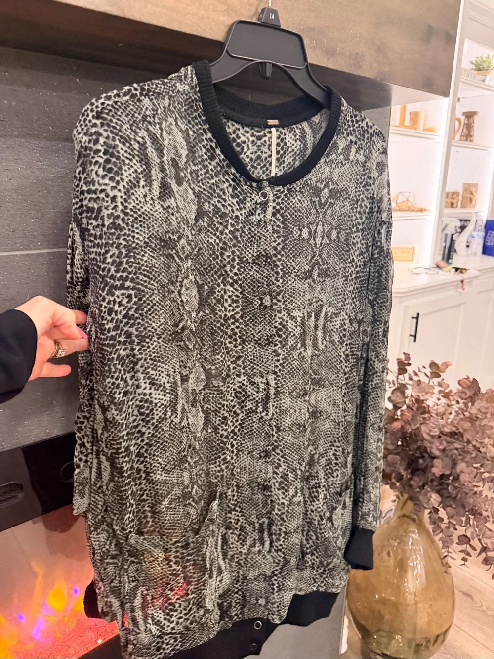 Free People Sheer Snake-Print Bomber Jacket - Black, Green